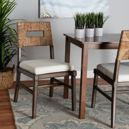 Baxton Studio Porsha Modern Bohemian Dark Brown Finished Mahogany Wood and Natural Rattan Dining Chair 225-13103-ZORO
